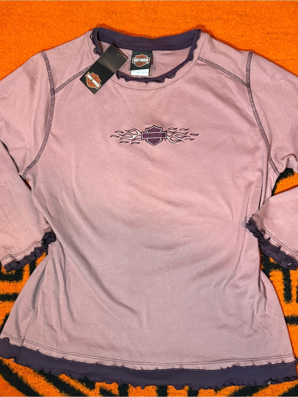 Harley-Davidson Mauve half Sleeve Top with Dark Trim